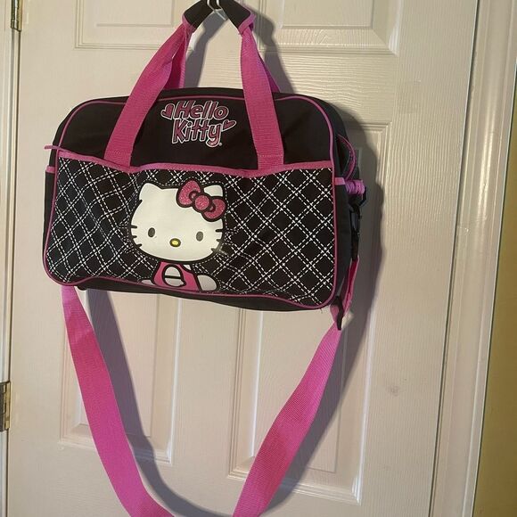 Hello Kitty by Sanrio carry all Black and Pink nylon Duffel Bag  . - Picture 1 of 14